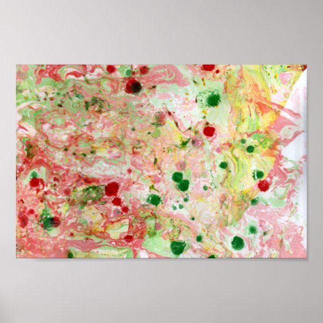 Modern Colourful Abstract Green Pink Purple Red Poster (Front)