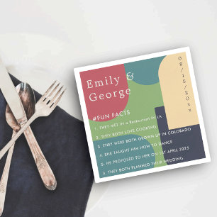 Modern Colourful Abstract Groovy Fun Facts Wedding Napkin