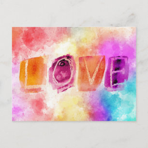 Modern Colourful Abstract Love in Watercolor Postcard