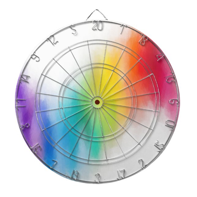 Modern Colourful Abstract Rainbow Colours Dartboard (Front)
