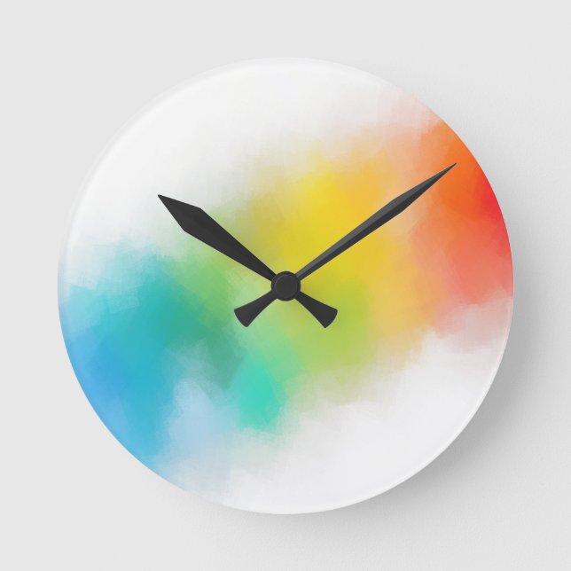 Modern Colourful Abstract Template Rainbow Colours Round Clock (Front)