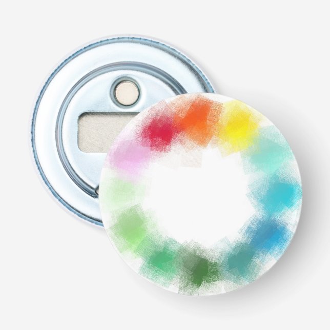 Modern Colourful Abstract Yellow Orange Blue Green Bottle Opener (Front)