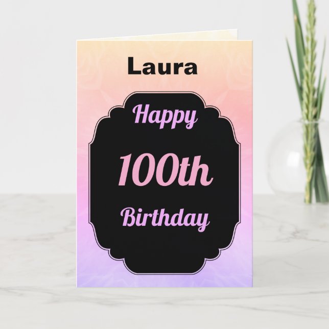 Modern colourful Add name 100th Birthday Card (Front)