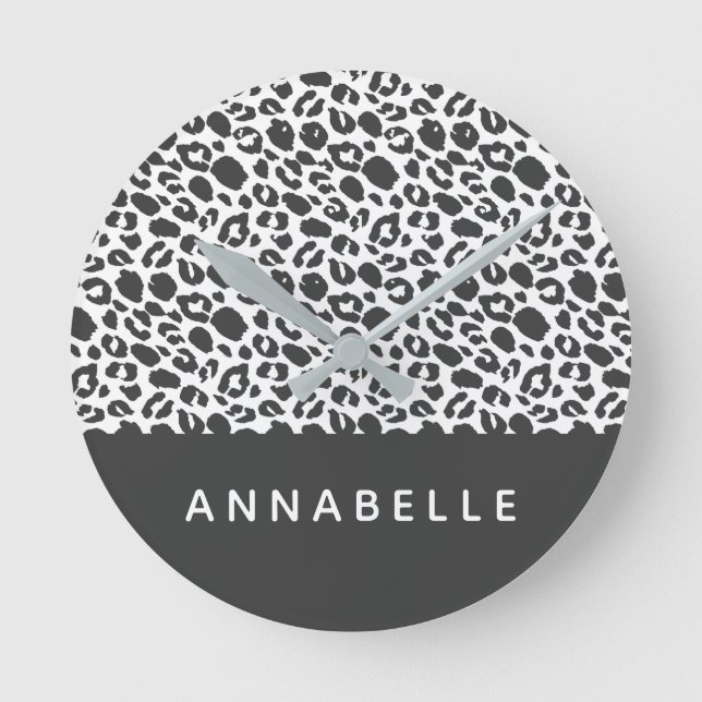 Modern colourful animal print design round clock (Front)