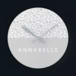 Modern colourful animal print design round clock<br><div class="desc">Modern colourful animal print design. Colour can be customised to suit your room. Part of a collection.</div>