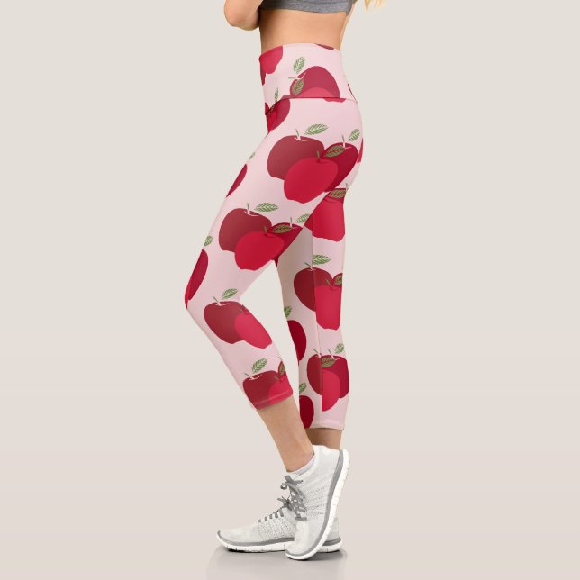 Modern Colourful Apple Pattern Capri Leggings Desi (Left)