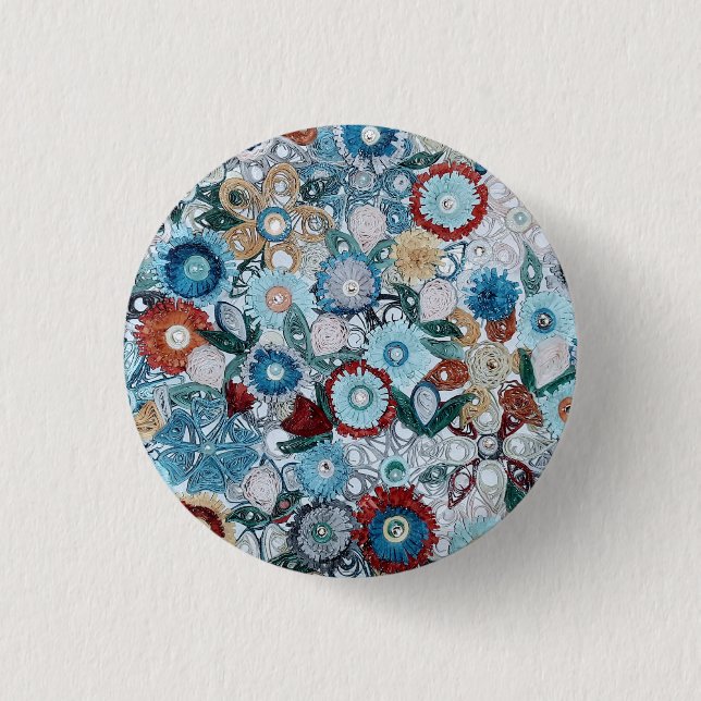 Modern colourful Arts and Crafts patterns 3 Cm Round Badge (Front)