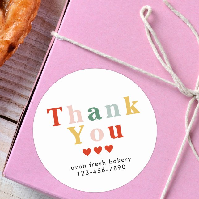 Modern Colourful Bakery Minimal Thank You  Classic Round Sticker (Creator Uploaded)