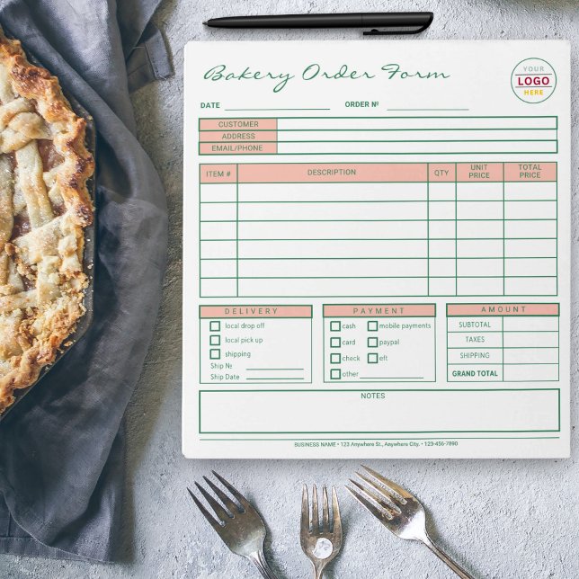 Modern Colourful Bakery Peach Order Form Notepad (Creator Uploaded)