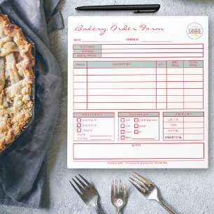Modern Colourful Bakery Sage Order Form Notepad