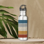 Modern Colourful Beach Colorblock Personalised Nam 710 Ml Water Bottle<br><div class="desc">This colourful and modern design features a colour block pattern in blue and brown with your personalised name #waterbottles #drinkware #personalizedgifts</div>