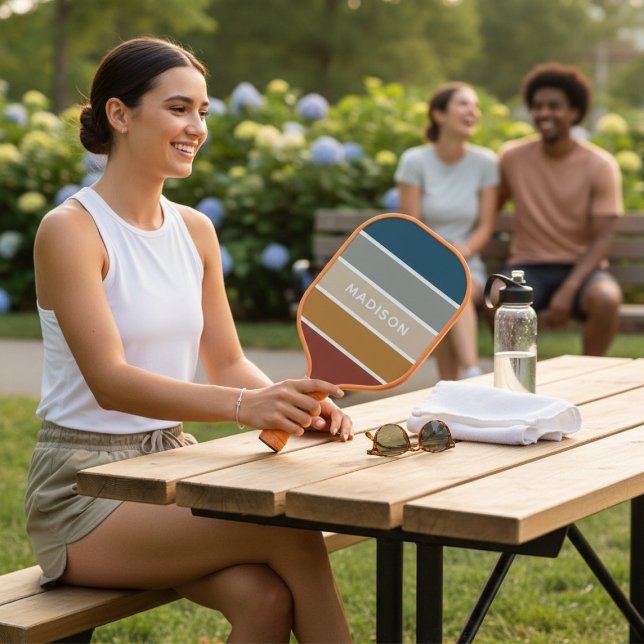 Modern Colourful Beach Colorblock Personalised Nam Pickleball Paddle (Creator Uploaded)