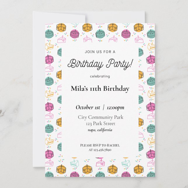 Modern Colourful Birthday Invitation (Front)