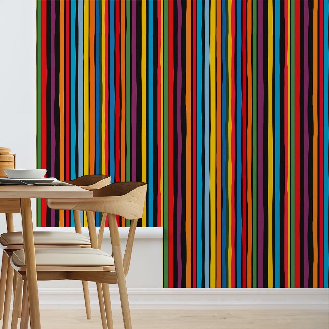 Modern Colourful Black Multicolor stripes Wallpaper (Creator Uploaded)