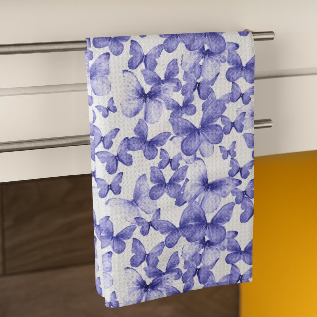 Modern Colourful Blue Butterflies Tea Towel (Creator Uploaded)