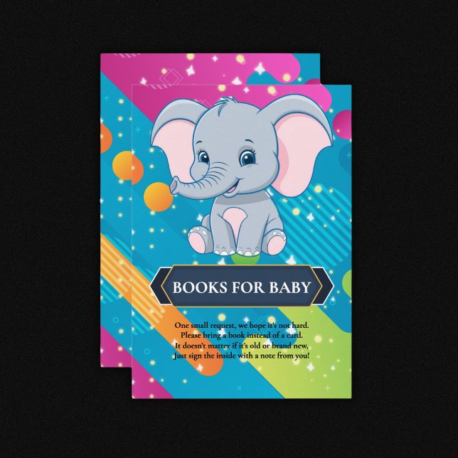 Modern Colourful Blue Elephant Baby Shower Enclosure Card (Creator Uploaded)