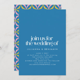 Modern Colourful Blue Geometric Simple Wedding Invitation