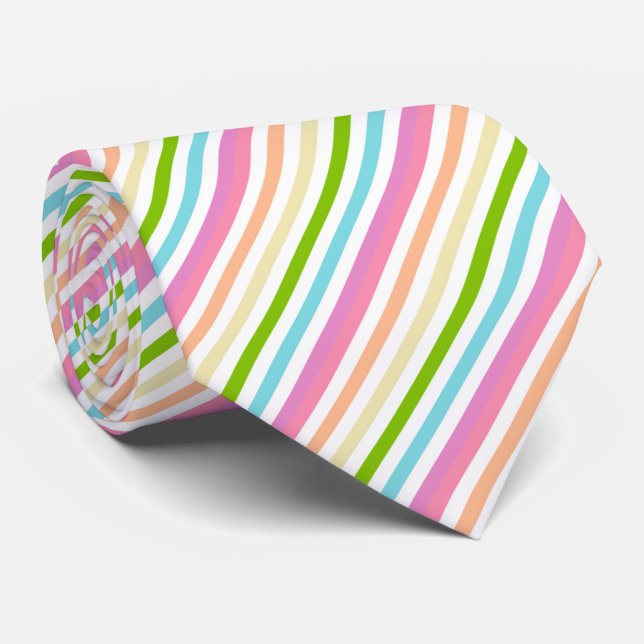 Modern Colourful Blue Green Purple Pink Red Yellow Tie (Rolled)