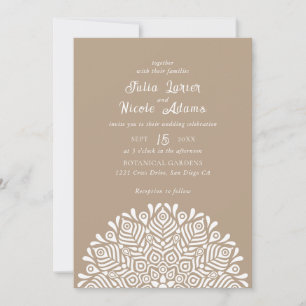 Modern Colourful Boho Ethnic Floral Mandala Weddin Invitation