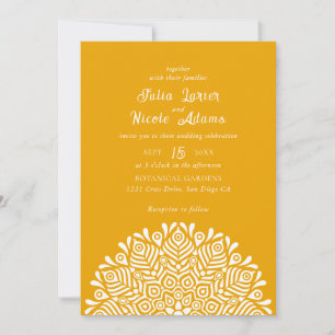 Modern Colourful Boho Ethnic Floral Mandala Weddin Invitation