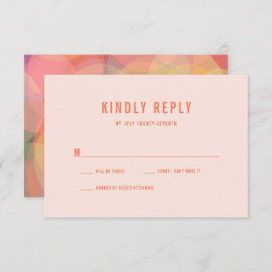 Modern Colourful Bokeh Lights Peach Wedding RSVP Card