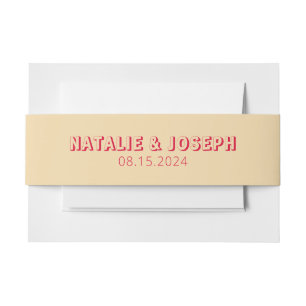 Modern Colourful Bold Bright Retro Unique Wedding Invitation Belly Band