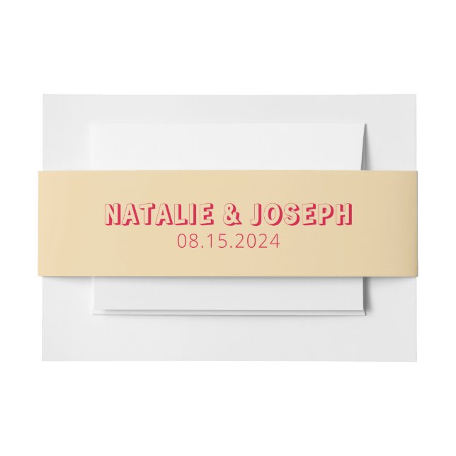 Modern Colourful Bold Bright Retro Unique Wedding Invitation Belly Band (Front Example)