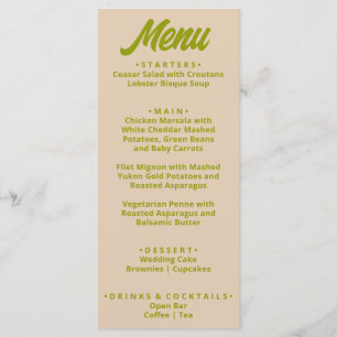 Modern Colourful Bold Funky Fun Unique Wedding Menu