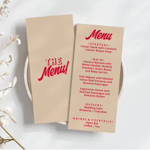 Modern Colourful Bold Funky Retro Unique Wedding Menu