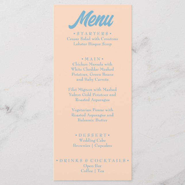 Modern Colourful Bold Minimal Retro Unique Wedding Menu (Front)