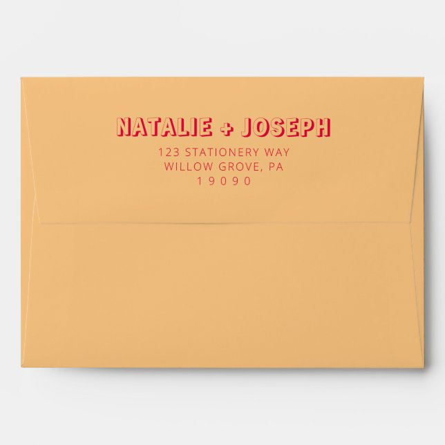 Modern Colourful Bold Retro Bright Funky Wedding Envelope (Back (Top Flap))