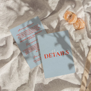 Modern colourful Bold Retro Funky Wedding Details  Enclosure Card