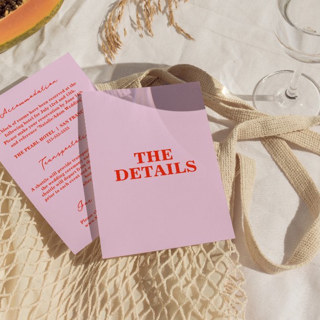 Modern colourful Bold Retro Funky Wedding Details  Enclosure Card (Creator Uploaded)