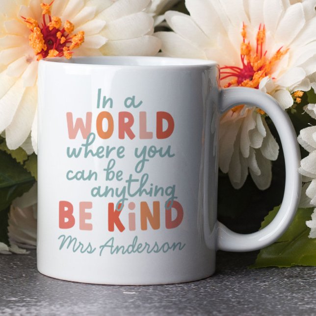 Modern colourful bold typography be kind teacher mug (Creator Uploaded)