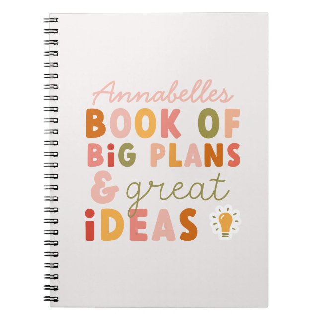 Modern colourful bold typography plans and ideas notebook (Front)