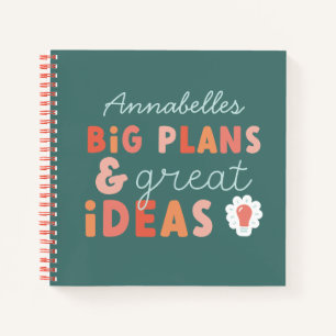 Modern colourful bold typography plans and ideas notebook