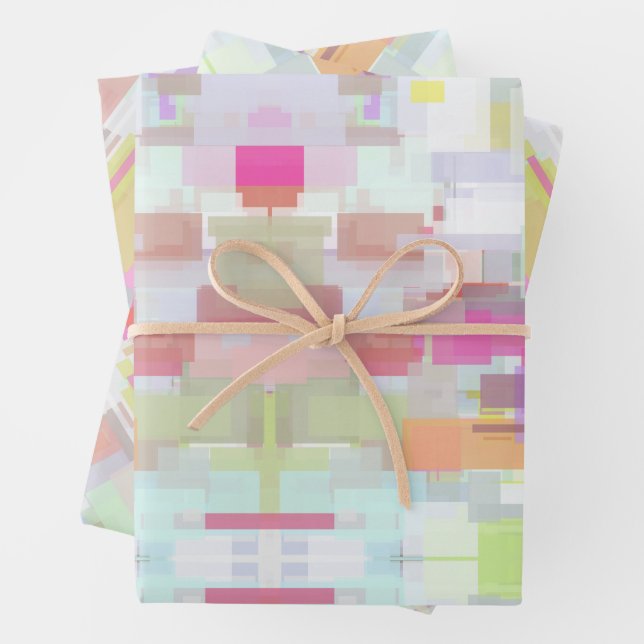 Modern Colourful & Bright Abstract Geometric Art Wrapping Paper Sheet (In situ)