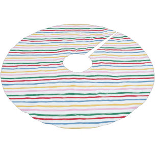 Modern Colourful Bright Christmas Stripes Brushed Polyester Tree Skirt