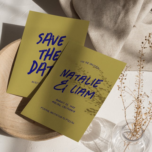 Modern Colourful Bright Funky Grunge Retro Wedding Save The Date (Creator Uploaded)