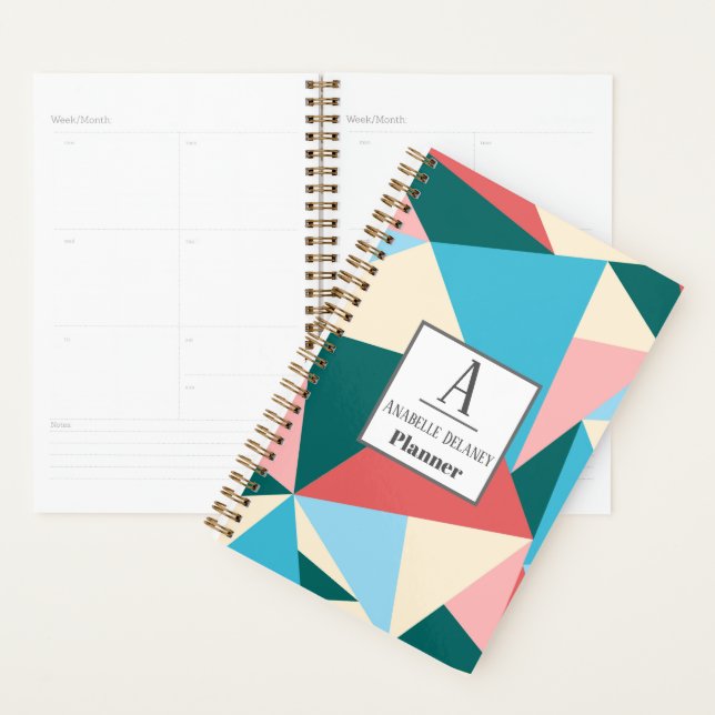 Modern Colourful Bright Geometric Personalised Planner (Display)