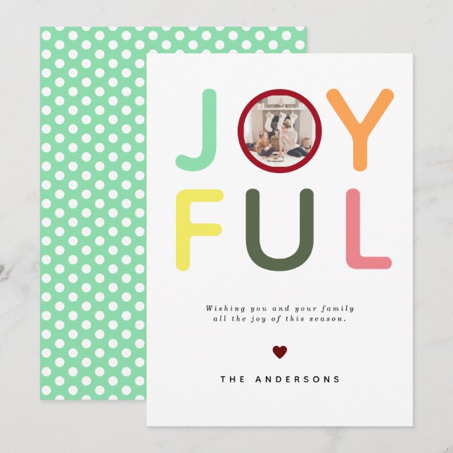 Modern Colourful Bright Joyful Photo Polka Dots Ho Holiday Card (Front/Back)