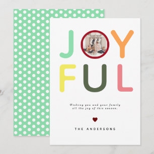 Modern Colourful Bright Joyful Photo Polka Dots Ho Holiday Card