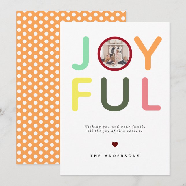Modern Colourful Bright Joyful Photo Polka Dots Holiday Card (Front/Back)
