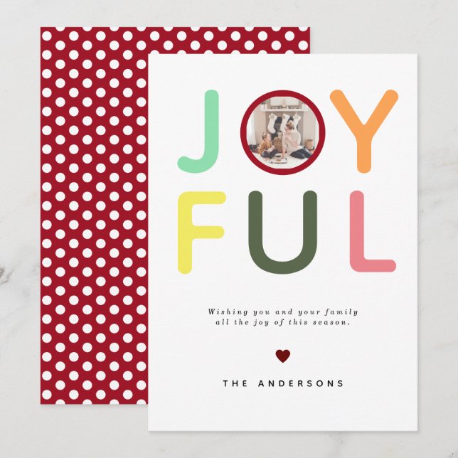 Modern Colourful Bright Joyful Photo Polka Dots Holiday Card (Front/Back)