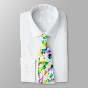Modern Colourful Bright Watercolors Splatter Tie