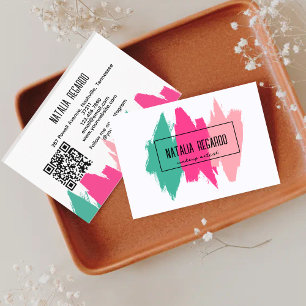 Modern Colourful Brush Strokes Beauty Salon Business Card
