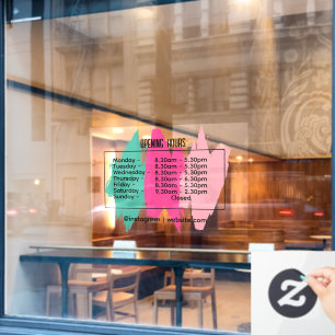 Modern Colourful Brush Strokes Opening Hour Window Cling