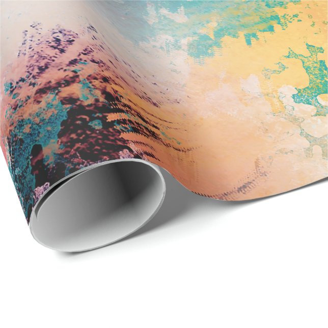 Modern Colourful Brush Strokes Paint Abstract Art Wrapping Paper (Roll Corner)