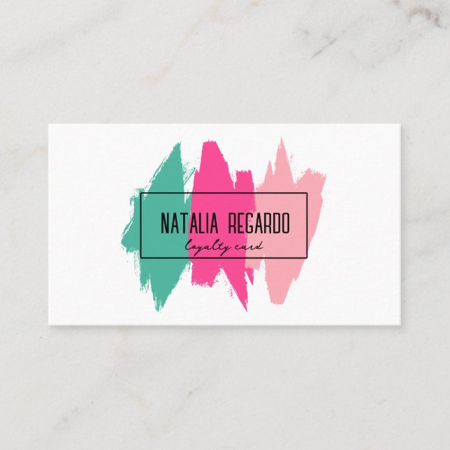 Modern Colourful Brush Strokes Salon Loyalty Card (Front)