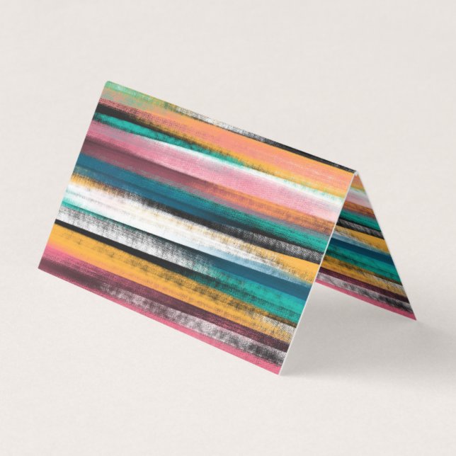 Modern Colourful Brush Strokes Stripes Oil Paint Business Card (Front)